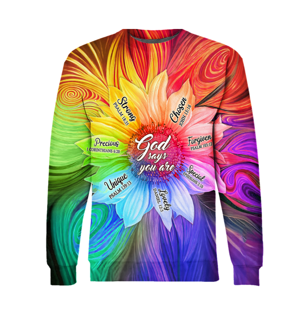Rainbow Sunflower God Says You Are Hoodie
