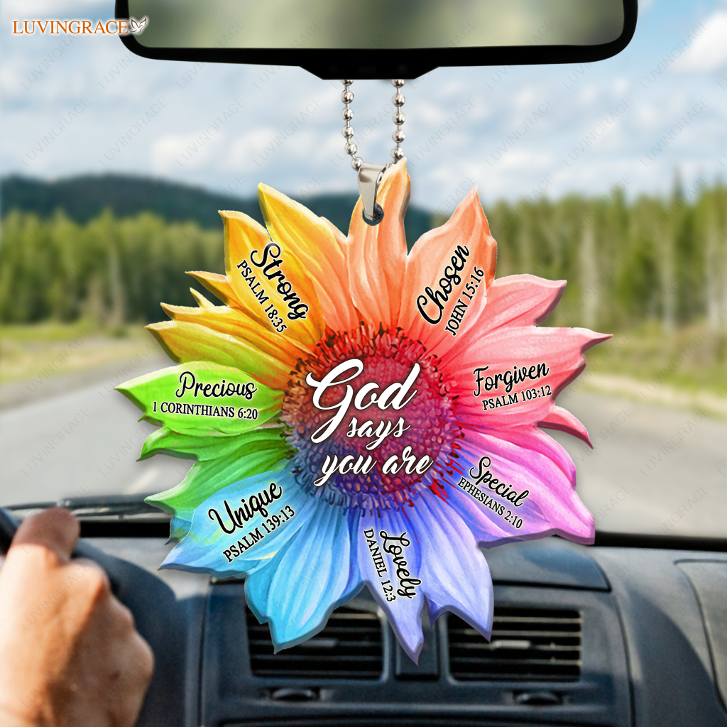 Rainbow Sunflower God Says You Are Ornament