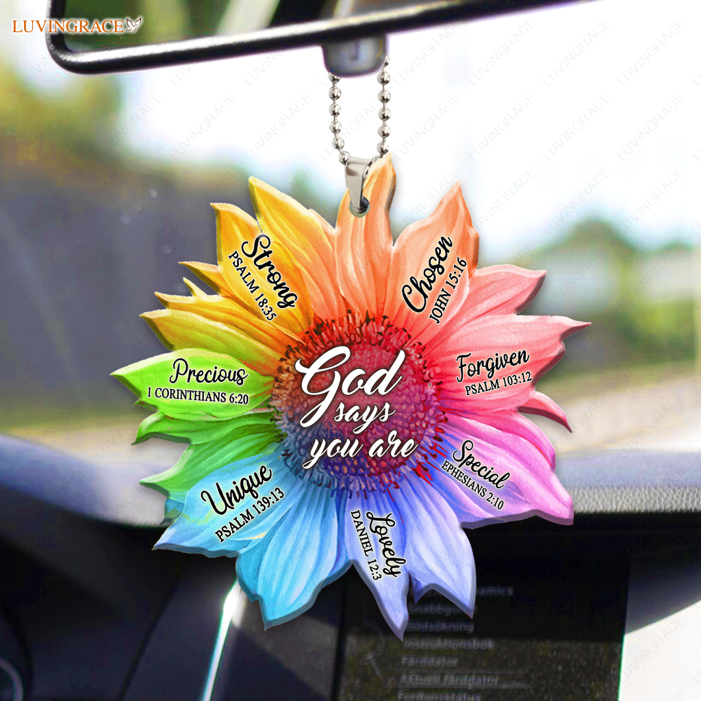 Rainbow Sunflower God Says You Are Ornament