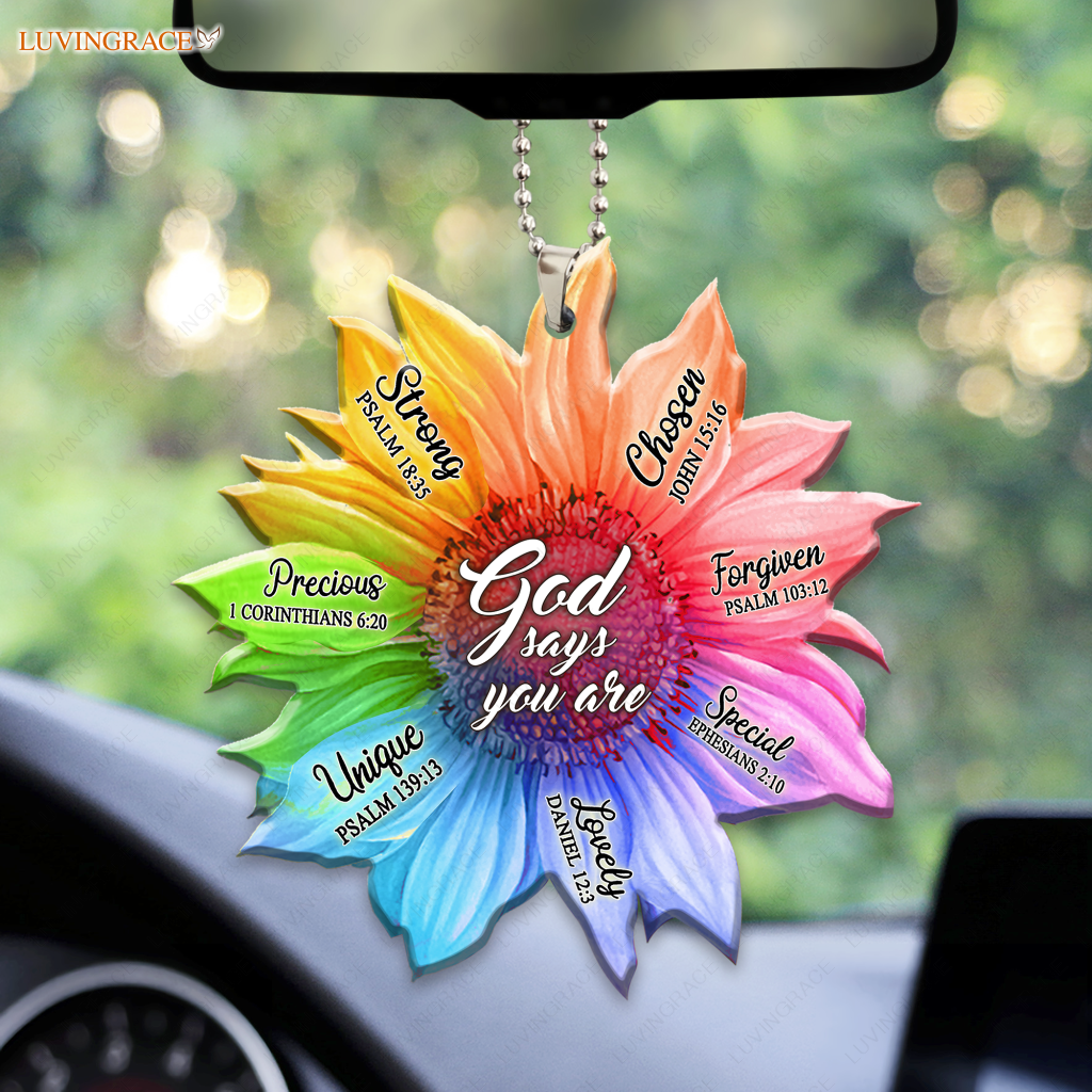 Rainbow Sunflower God Says You Are Ornament