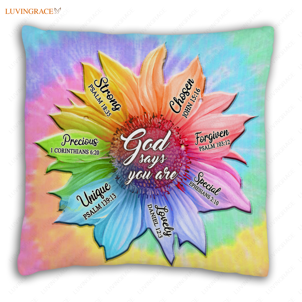 Rainbow Sunflower God Says You Are Pillow