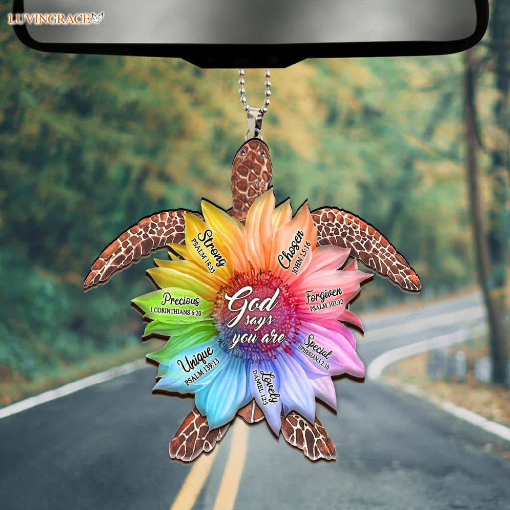 Rainbow Sunflower Turtle Ornament