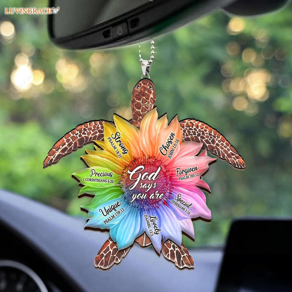 Rainbow Sunflower Turtle Ornament