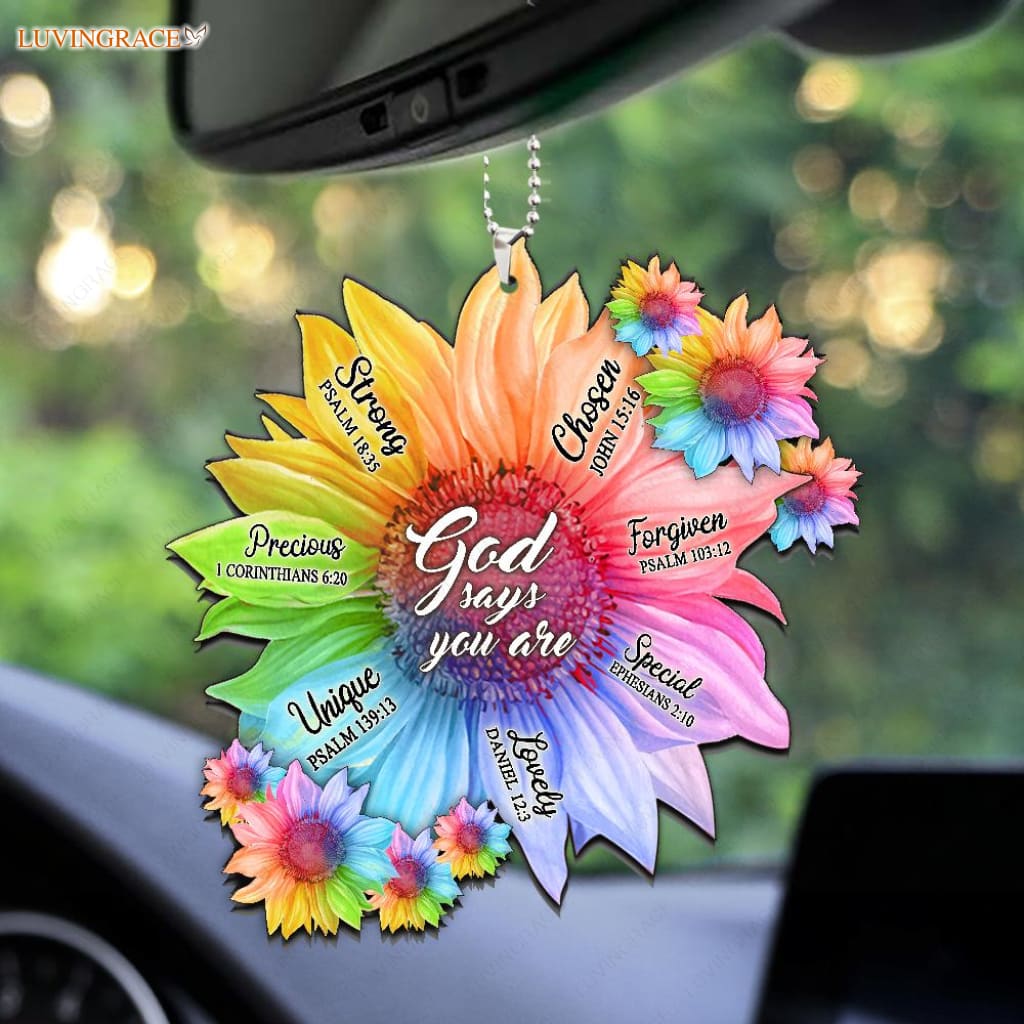 Rainbow Sunflowers God Says Ornament