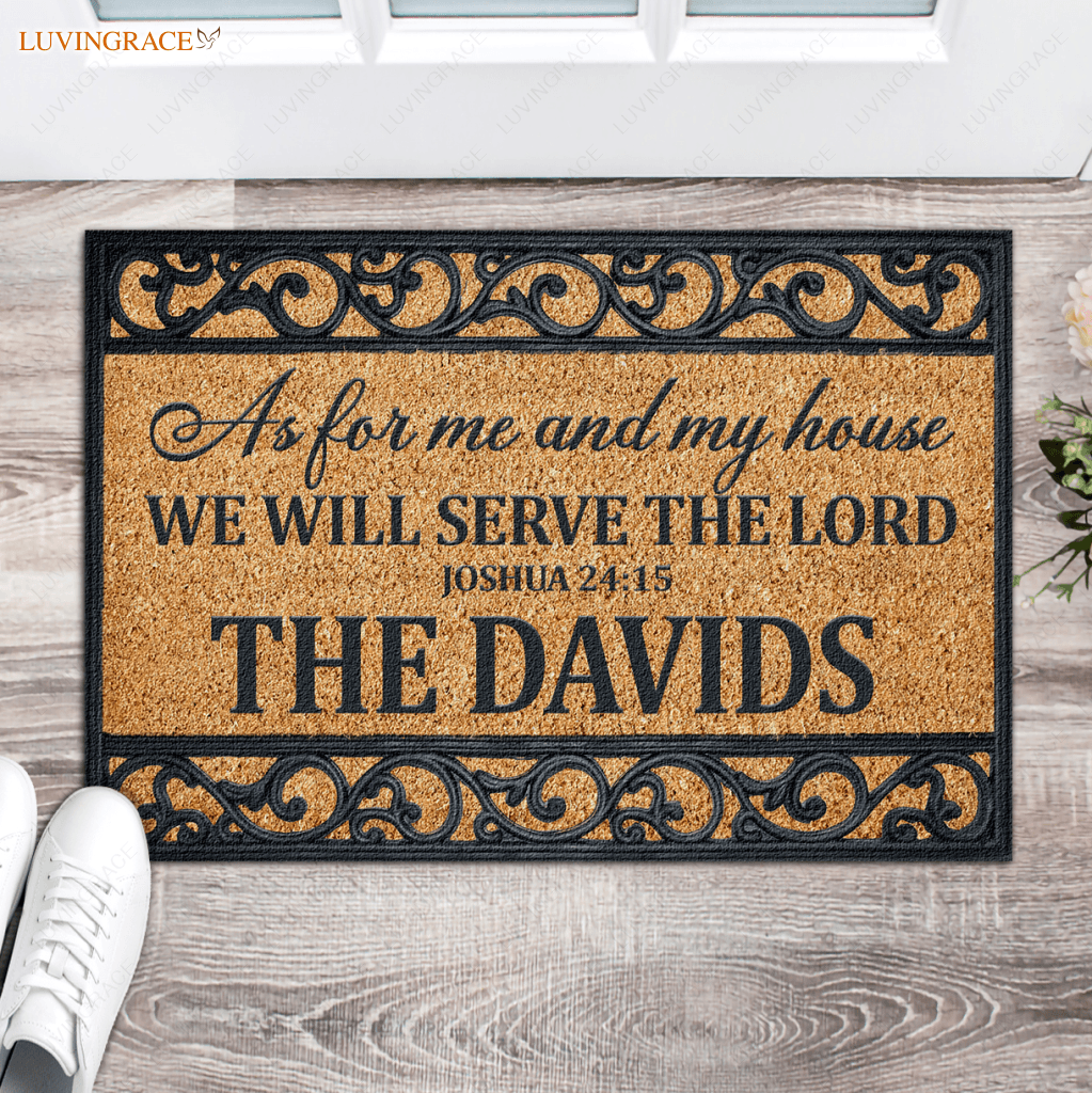 Rectangular Coir Serve The Lord Personalized Doormat