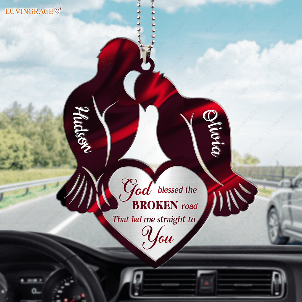 Red Birds And Heart God Blessed Personalized Ornament