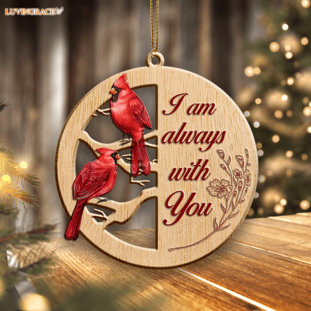 Red Cardinal On Branch I Am Always With You Wood Engraved Ornaments Wooden Ornament