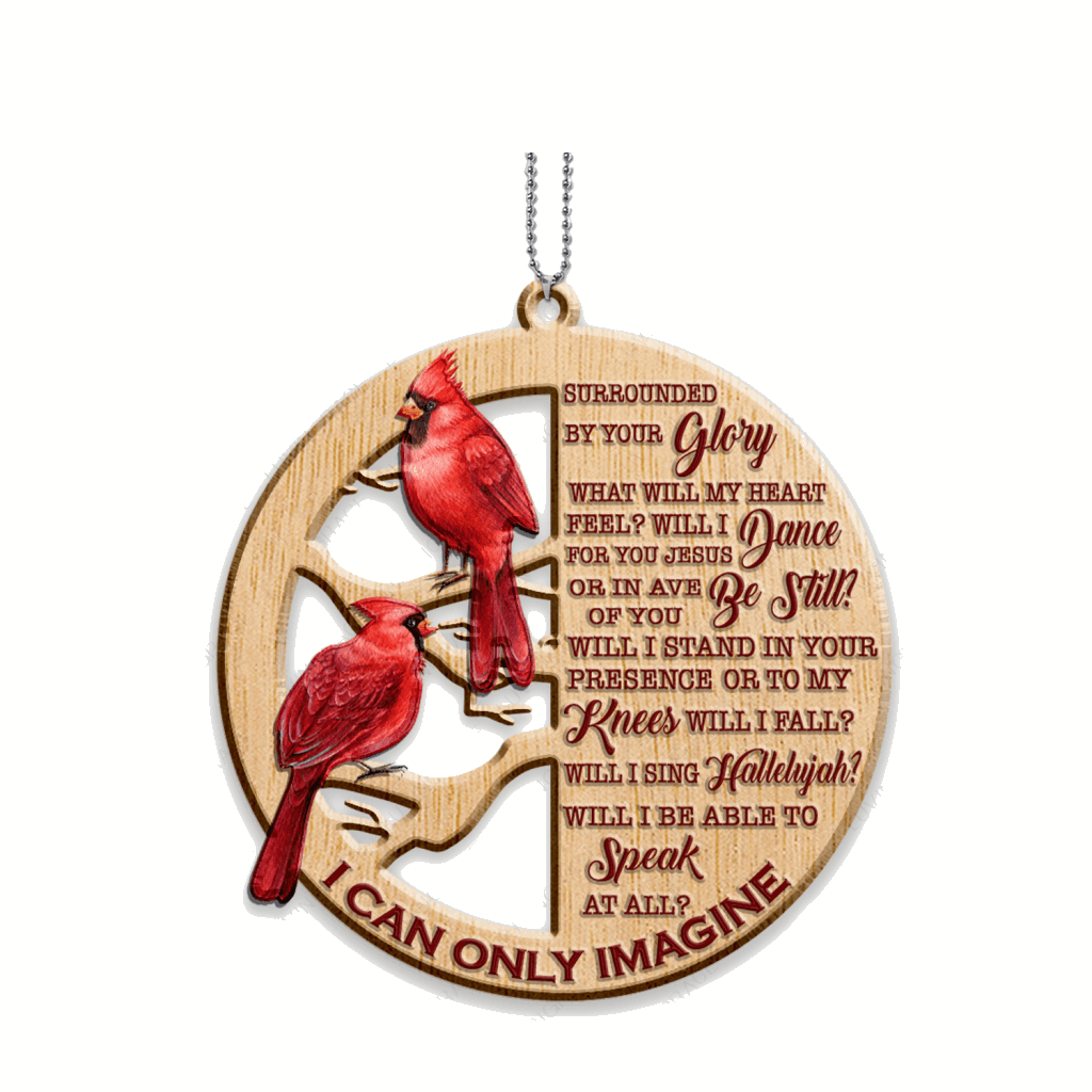 Red Cardinal On Branch I Can Only Imagine Wood Engraved Ornaments