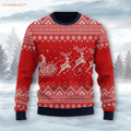 Red Christmas Santa Reindeer Wool Knitted Pattern Ugly Sweater S Sweatshirt