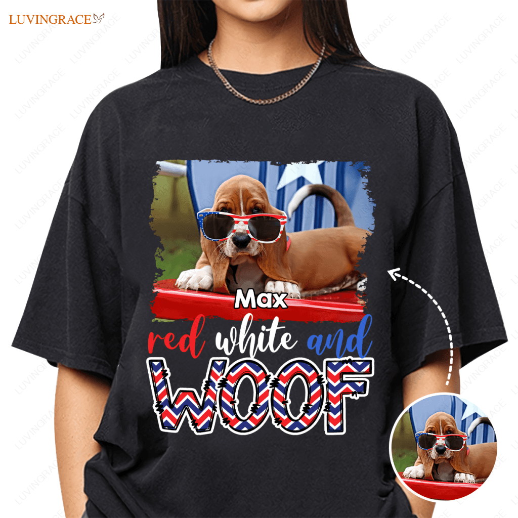 Red White Woof - Personalized Custom Unisex T-Shirt For Pet Lovers Shirt