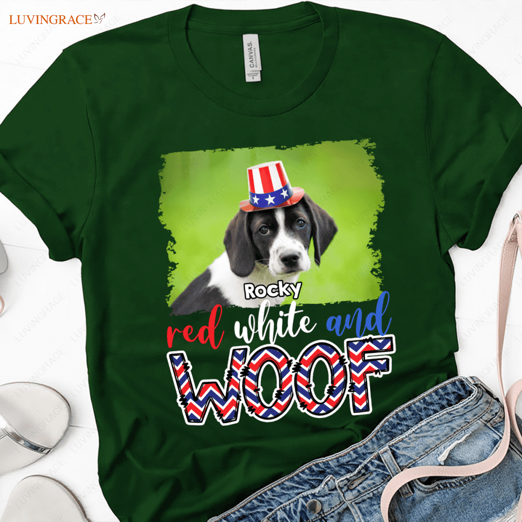 Red White Woof - Personalized Custom Unisex T-Shirt For Pet Lovers Shirt