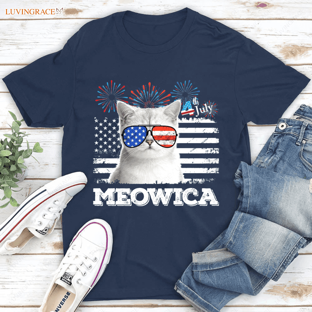 Retro Meowica Cat - Personalized Custom Unisex T-Shirt Shirt