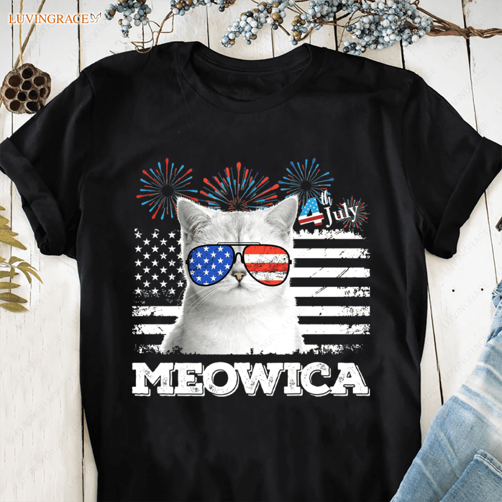 Retro Meowica Cat - Personalized Custom Unisex T-Shirt Shirt