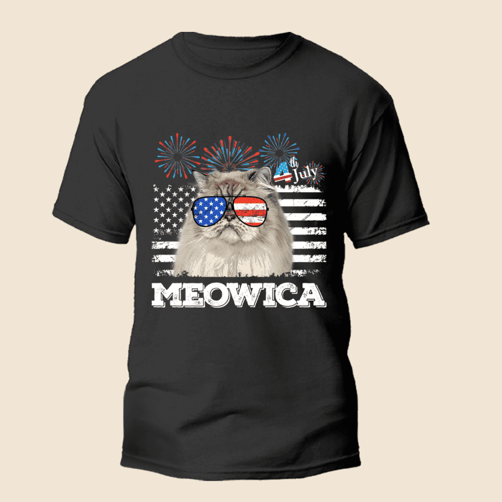 Retro Meowica Cat - Personalized Custom Unisex T-Shirt