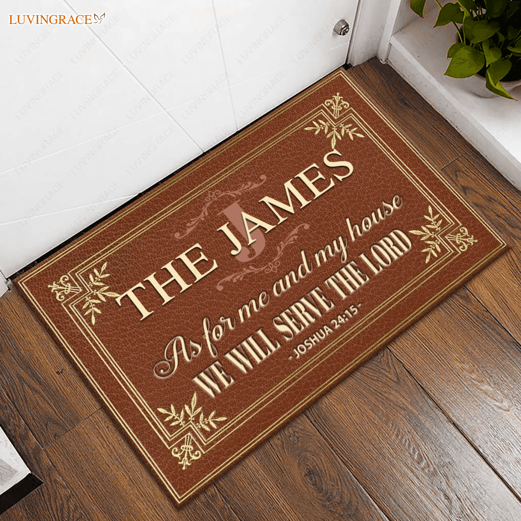 Retro Serve The Lord Personalized Doormat