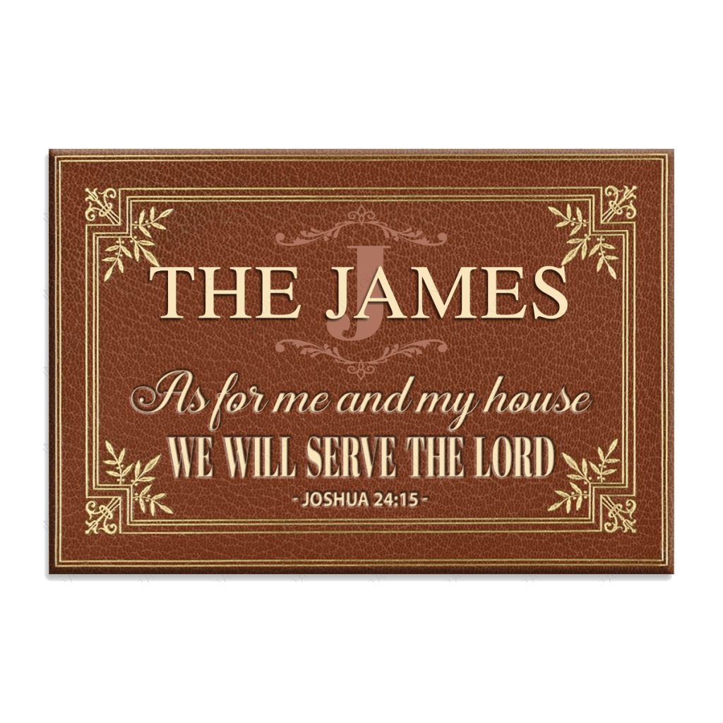 Retro Serve The Lord Personalized Doormat