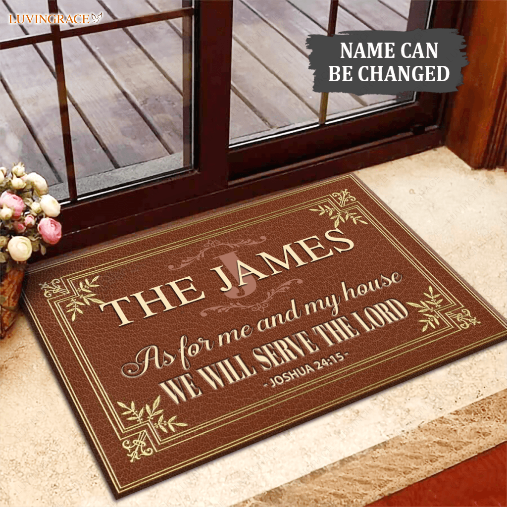 Retro Serve The Lord Personalized Doormat