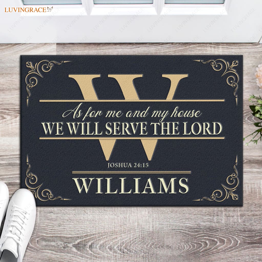 Retro Typography Monogram Custom Doormat