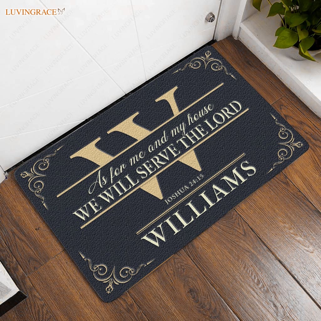 Retro Typography Monogram Custom Doormat