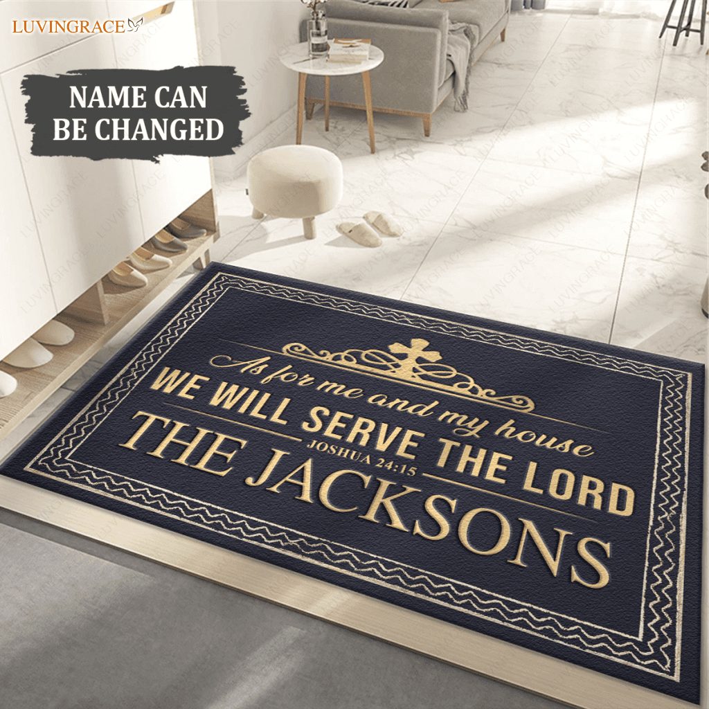 Ripple Border Serve The Lord Personalized Doormat