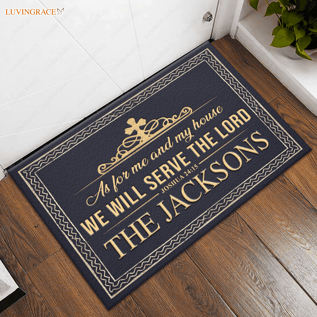 Ripple Border Serve The Lord Personalized Doormat