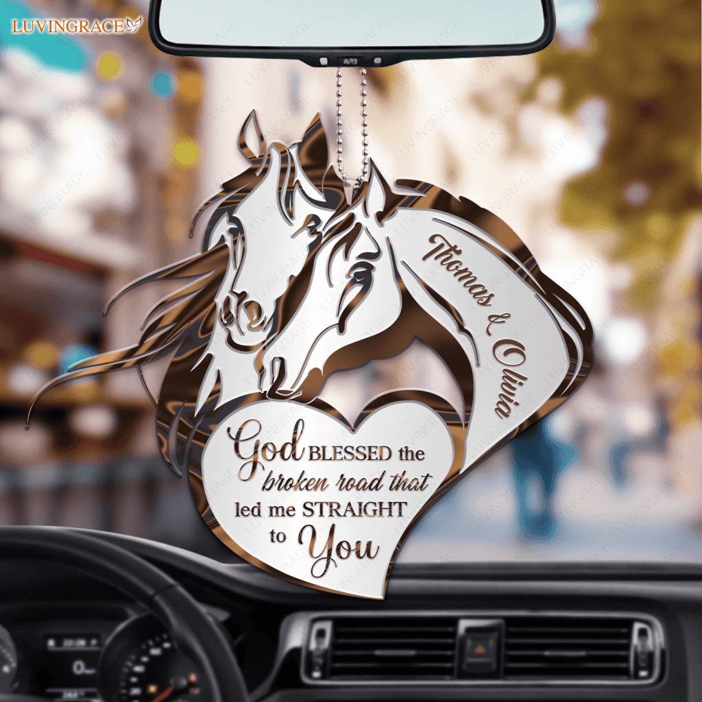 Romantic Horse Couple God Blessed Personalized Ornament