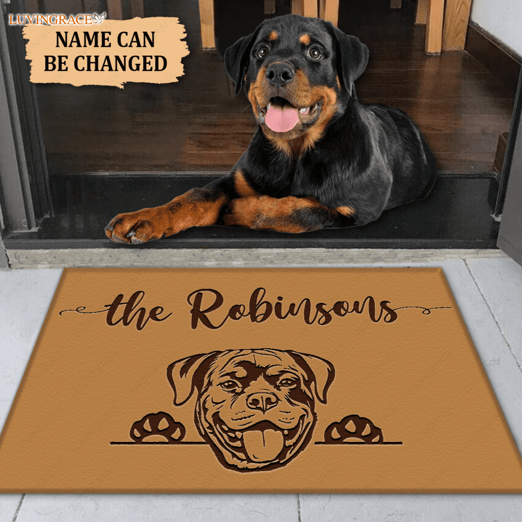 Rottweiler Personalized Doormat Custom Welcome Mat