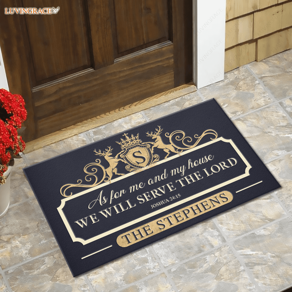 Royal Deers Serve The Lord Personalized Doormat