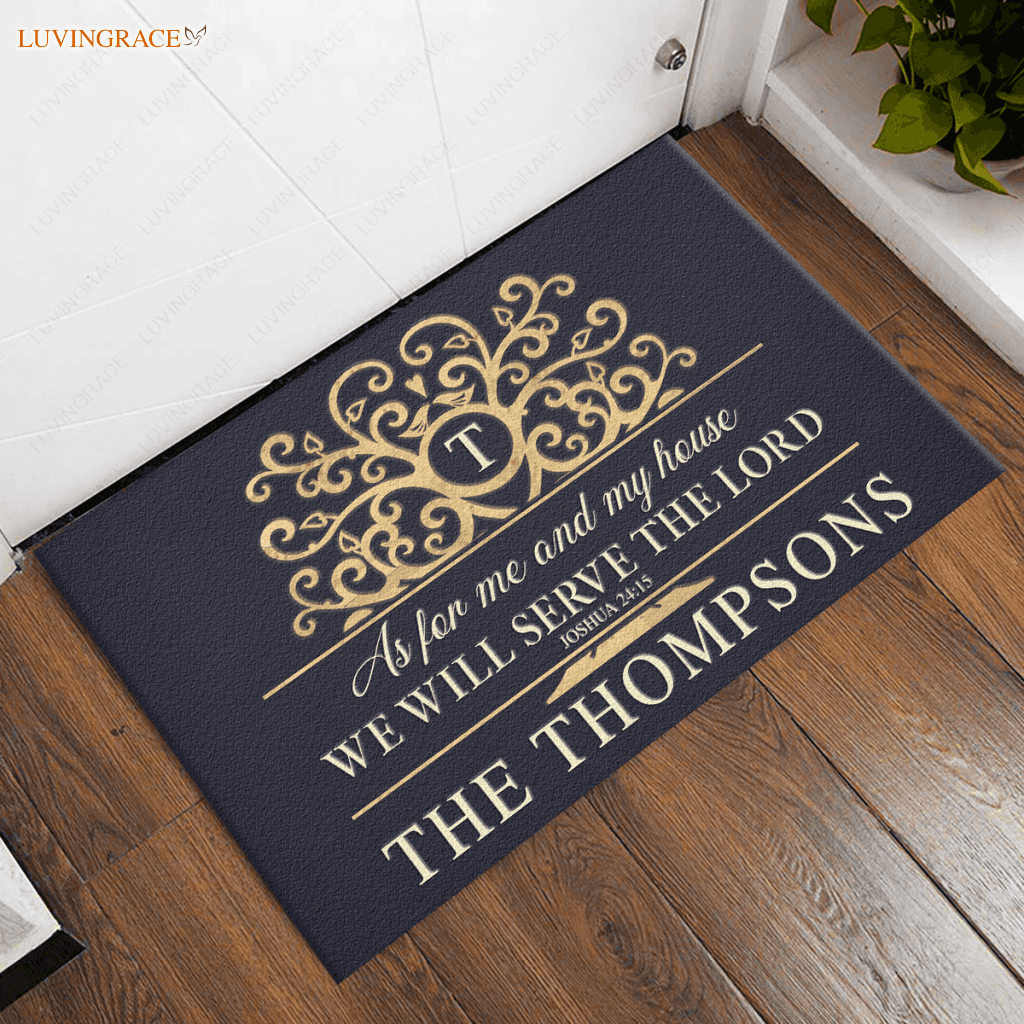 Rustic Tree Serve The Lord Personalized Doormat