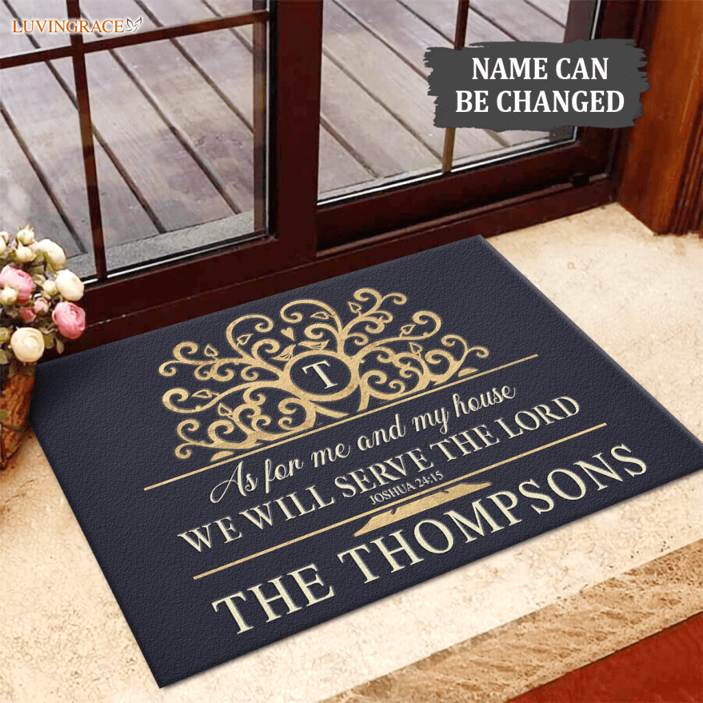 Rustic Tree Serve The Lord Personalized Doormat