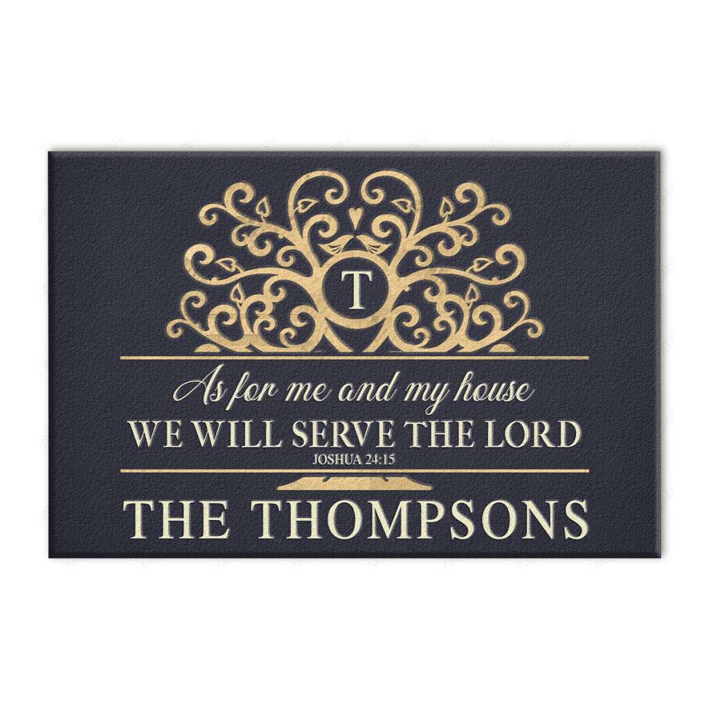 Rustic Tree Serve The Lord Personalized Doormat