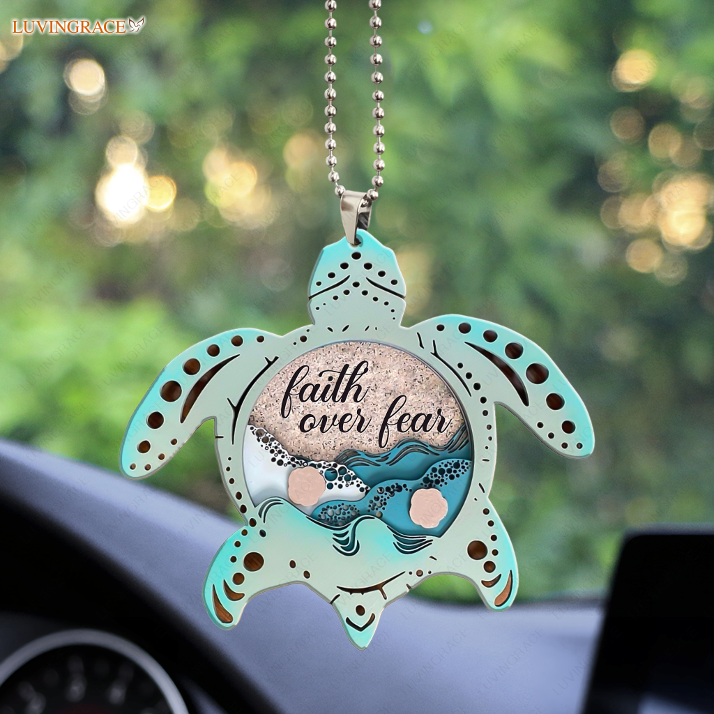 Sea Turtle Faith Over Fear Ornament