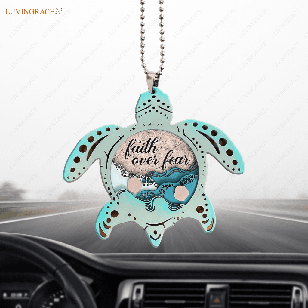 Sea Turtle Faith Over Fear Ornament
