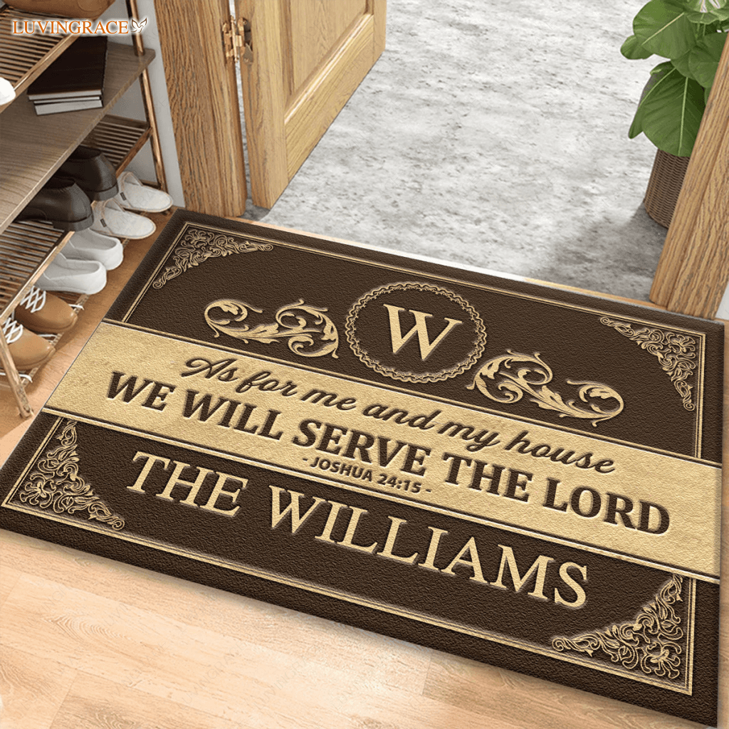 Seamless Background Retro Style Serve The Lord Personalized Doormat