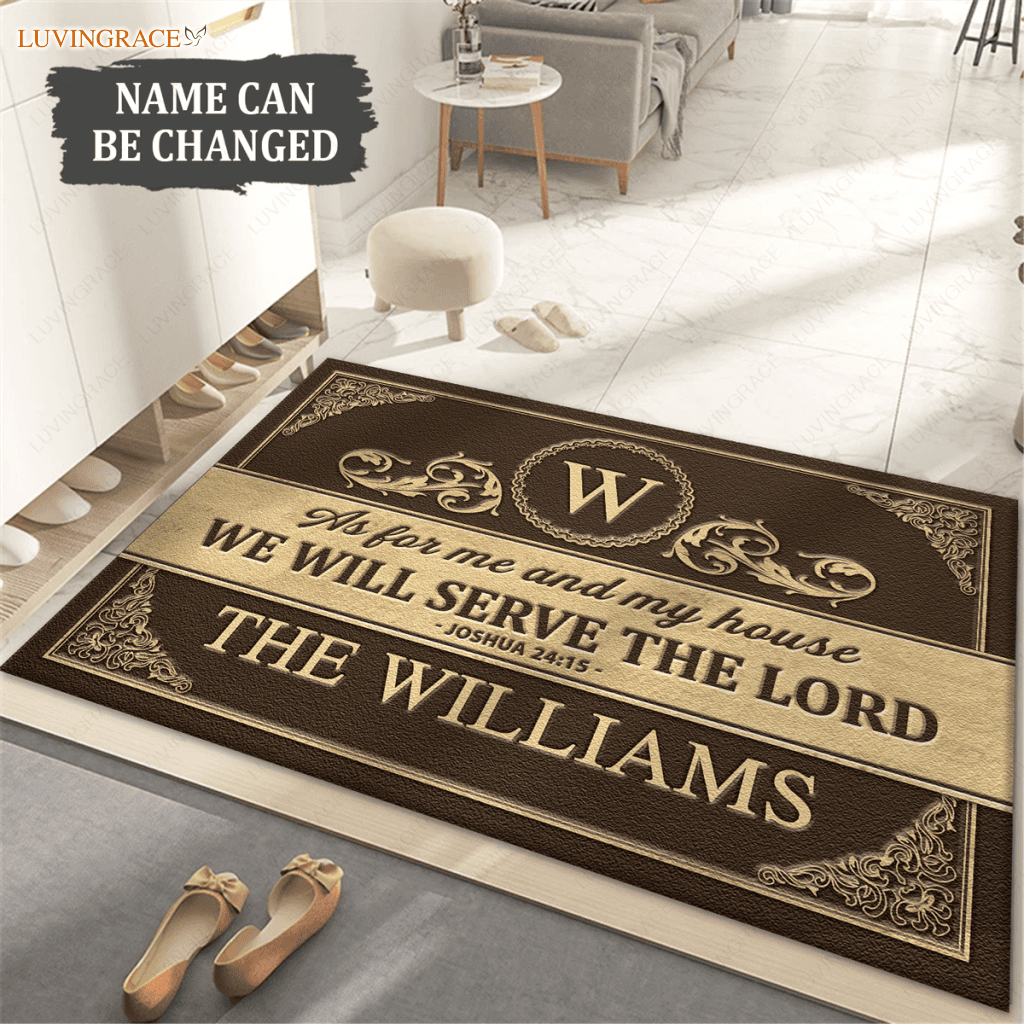 Seamless Background Retro Style Serve The Lord Personalized Doormat