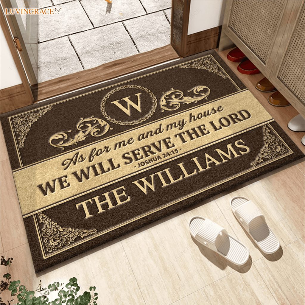 Seamless Background Retro Style Serve The Lord Personalized Doormat