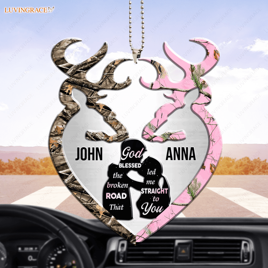 Silhouette Buck And Doe God Blessed Personalized Ornament