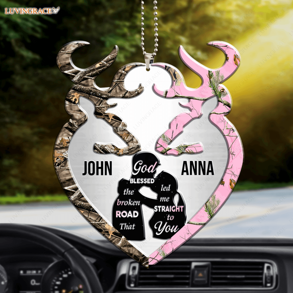 Silhouette Buck And Doe God Blessed Personalized Ornament