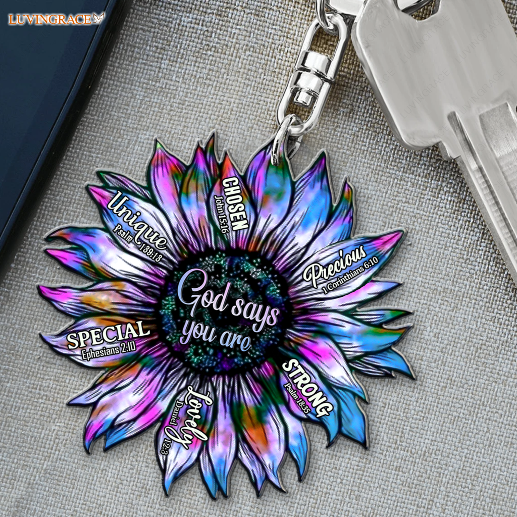 Silhouette Sunflower God Says You Are Keychain Ornament