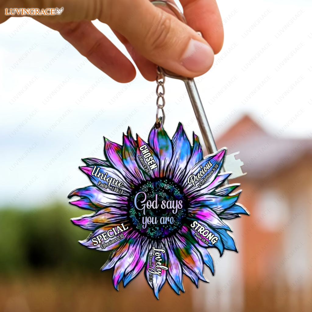 Silhouette Sunflower God Says You Are Keychain Ornament
