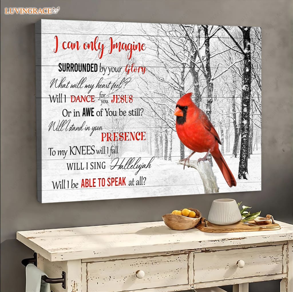 Snow White Glory Cardinals Wall Art Canvas