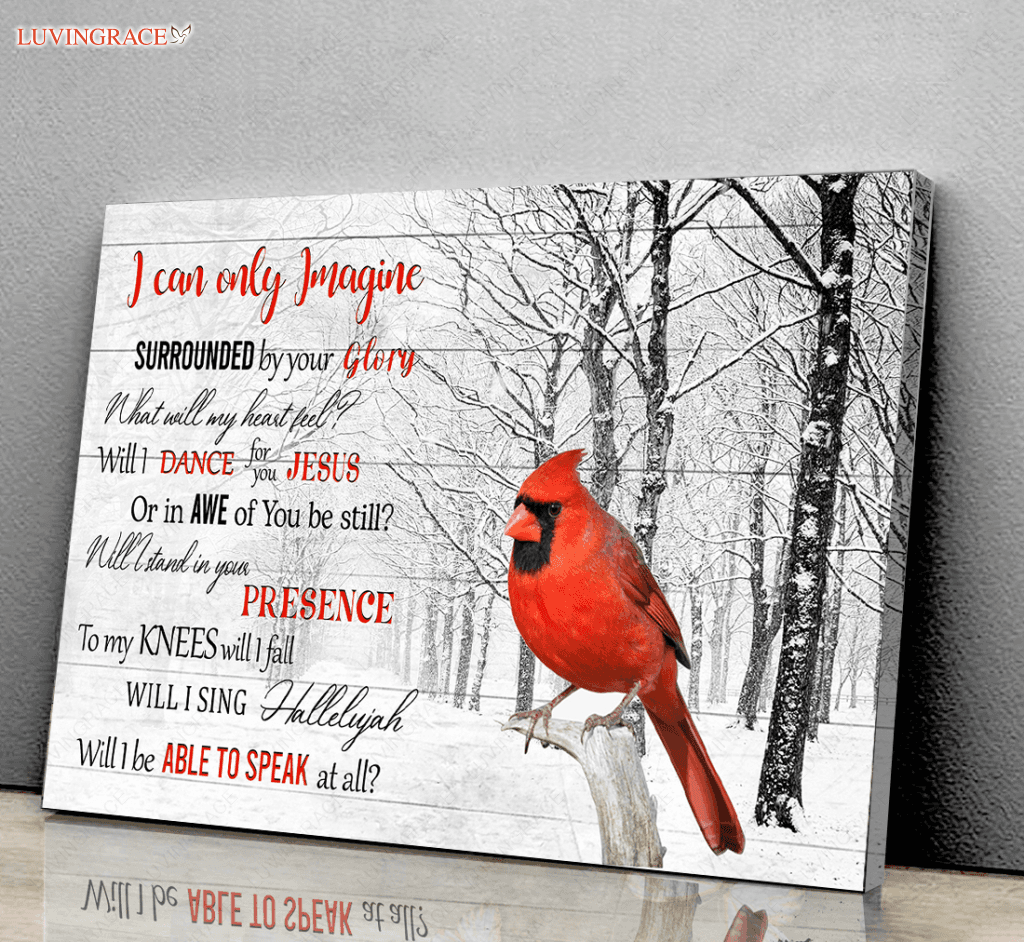 Snow White Glory Cardinals Wall Art Canvas