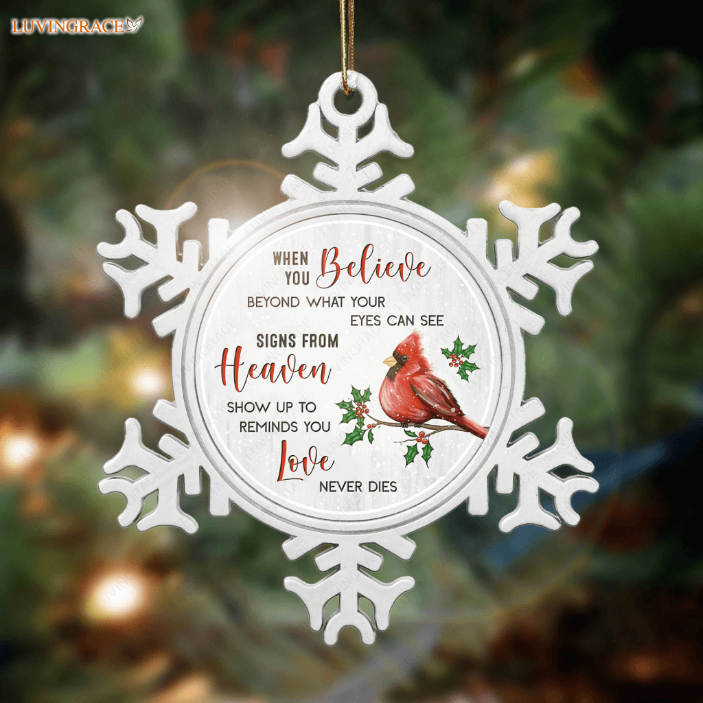 Snowflake Cardinal When You Believe Ornament