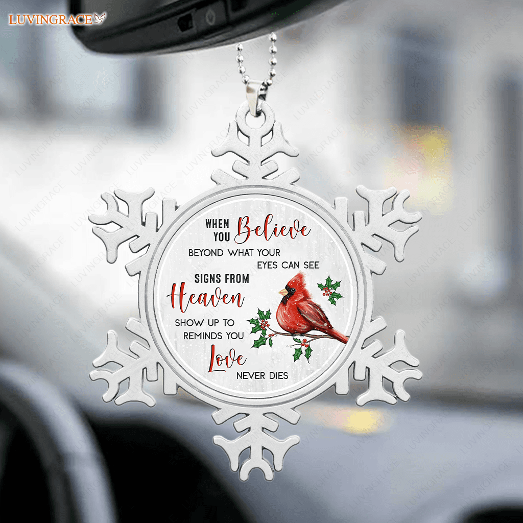 Snowflake Cardinal When You Believe Ornament