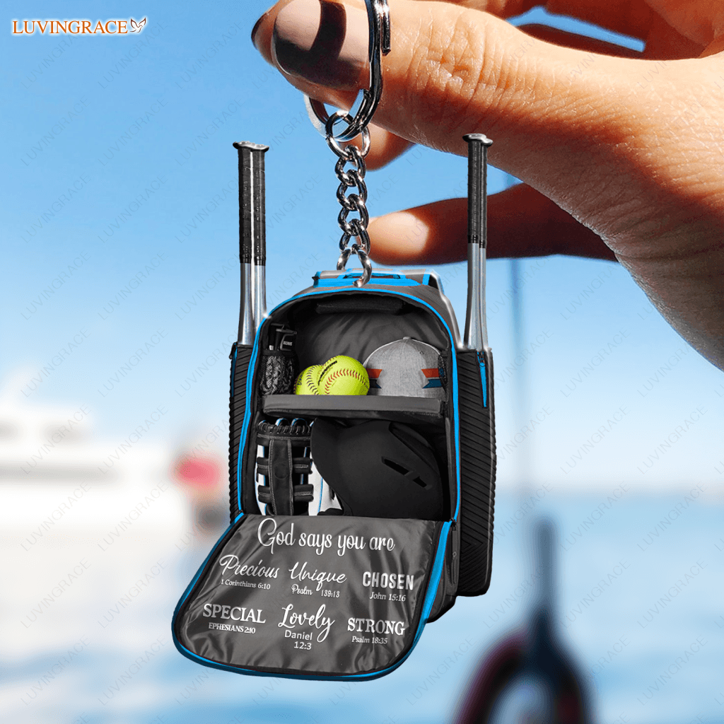 Softball Backpack God Says You Are Keychain