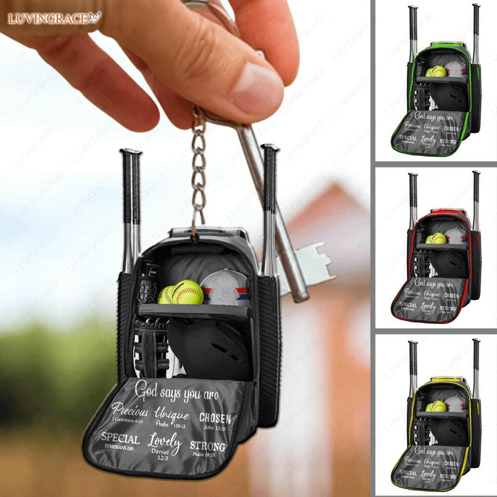 Softball Backpack God Says You Are Keychain