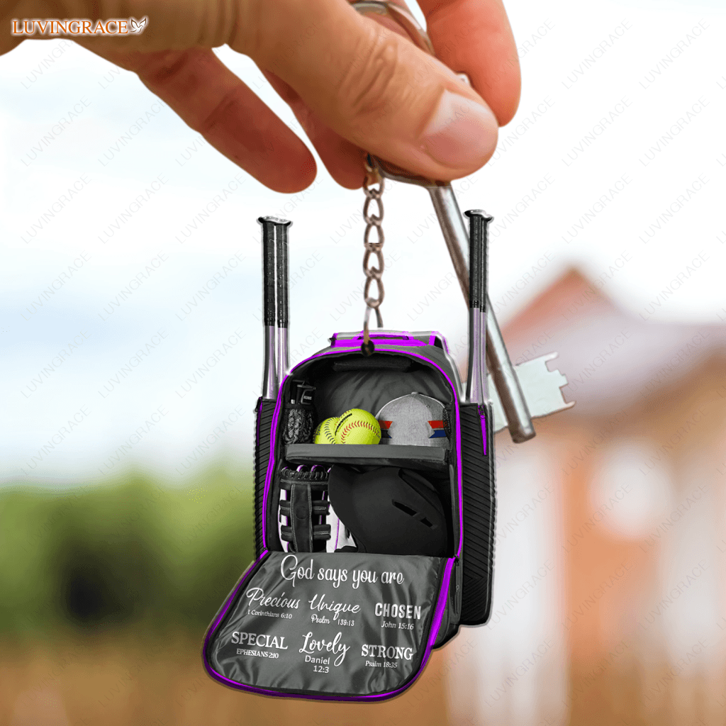 Softball Backpack God Says You Are Keychain