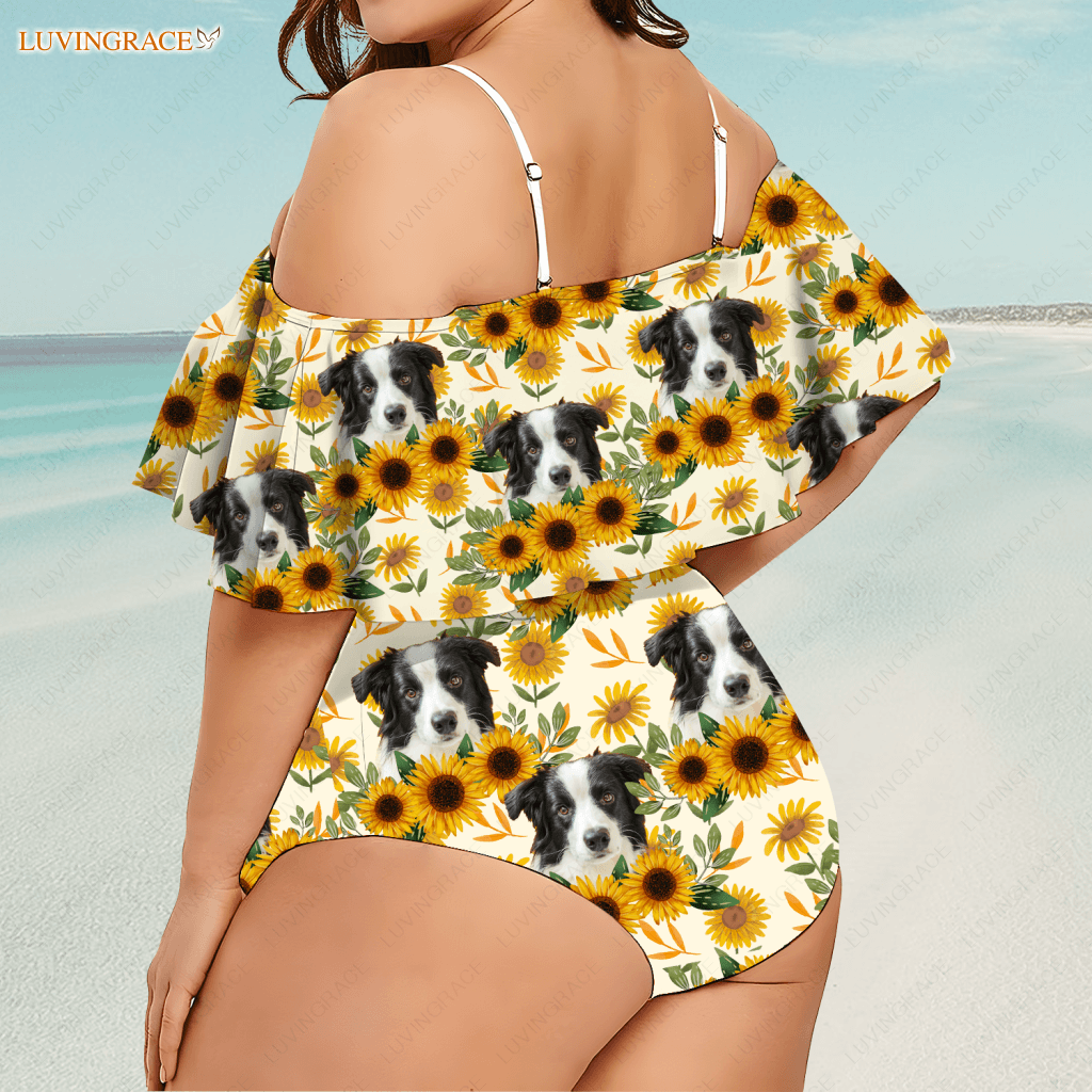 Special Sunflower Pattern Custom Face Photo Bikini Swimsuit Swimsuits