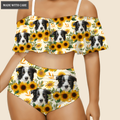 Special Sunflower Pattern Custom Face Photo Bikini Swimsuit