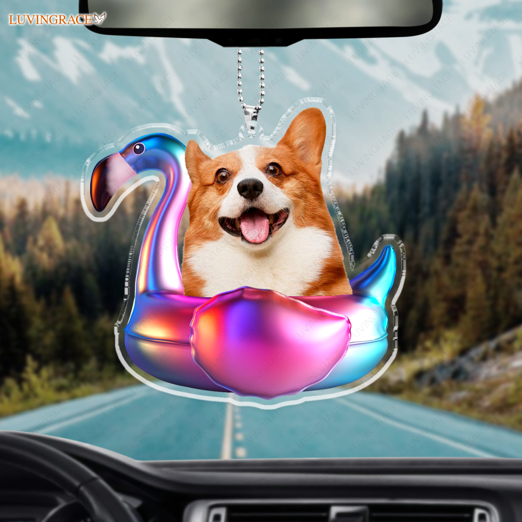 Summer Beach Flamingo Swimming Float Pet Ornament - Personalized Car Hanging